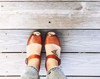 Swedish Clogs Highwood Open Toe Tan Leather by Lotta from Stockholm / Wooden Clogs / High Heel / Shoes / Clogs / lottafromstockholm