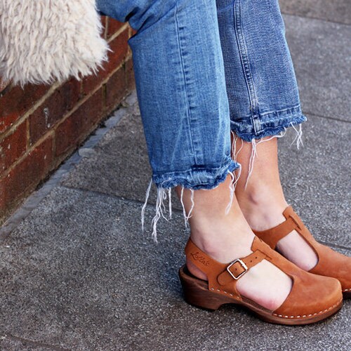 Swedish Clogs Low Wood Tbar Brown Oiled Nubuck Leather by - Etsy