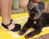 Swedish Clogs Low Wood Black Leather by Lotta from Stockholm Wooden Clogs Sandals Low Heel Mary Jane Shoes