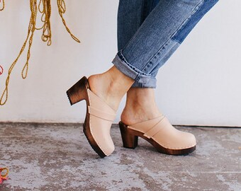 high heel clogs and mules