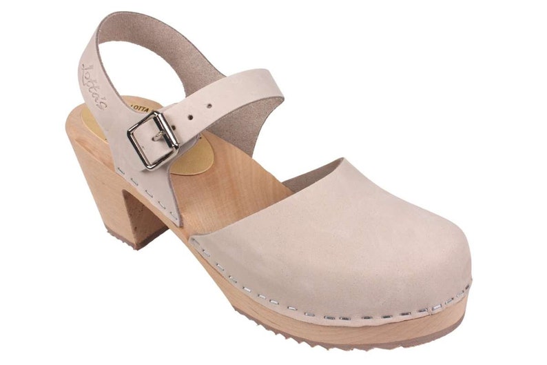 Highwood Oatmeal Oiled Nubuck Leather by Lotta from Stockholm Wooden Clogs