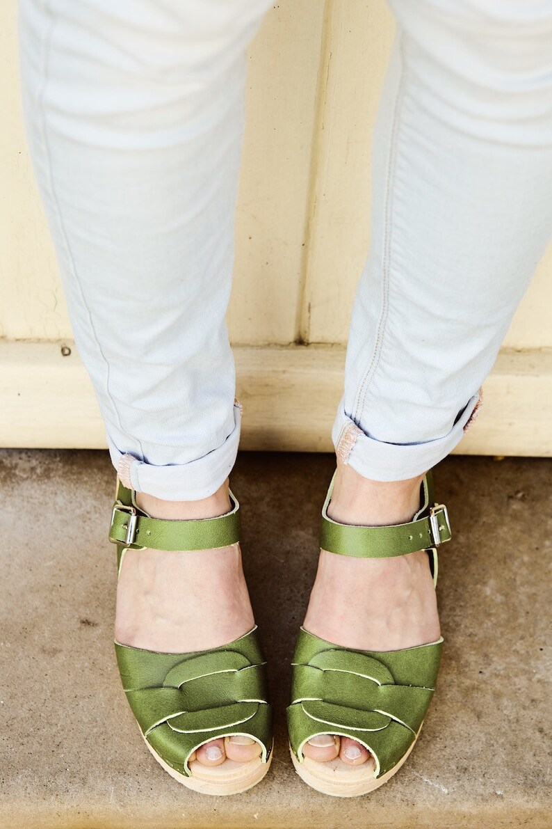 green swedish clogs
