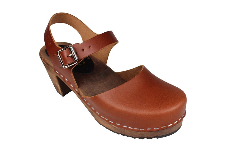 Swedish Clogs Highwood Cinnamon Leather by Lotta from Stockholm / Wooden Clogs / High Heel Mary Jane / Sweden / lottafromstockholm image 5