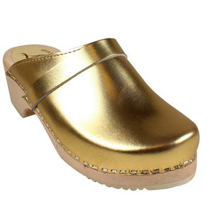 Swedish Clogs Sweden Classic Gold Leathe by Lotta From - Etsy