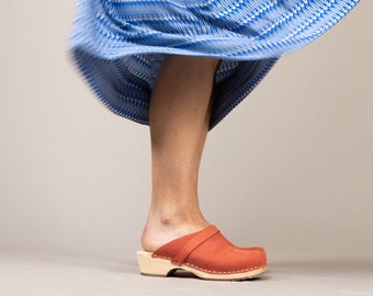 Swedish Clogs Classic Persian Plum Oiled Nubuck Leather by Lotta from Stockholm / Wooden Clogs/ Handmade Mules / Low / lotta from stockholm