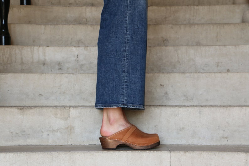 Womens Brown Clogs Wooden clogs for women Swedish Clogs by Lotta from Stockholm Scandinavian Wooden Clogs Mules Low Heel Made in Sweden