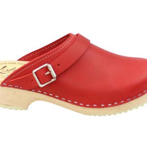 Swedish Clogs Classic Red Leather With Strap by Lotta From Stockholm ...