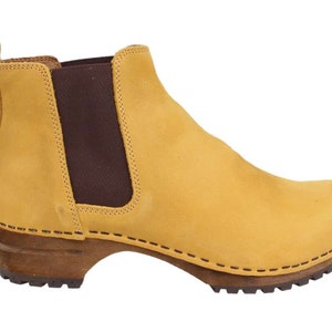 Lotta's Jo Womens Winter Boots Ankle Boots / Clog Boots in Mustard Soft Oil Leather by Lotta from Stockholm Wooden Clogs Boots image 7