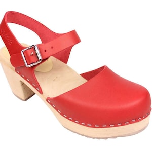 Swedish Clogs Highwood Red Leather by Lotta From Stockholm / - Etsy