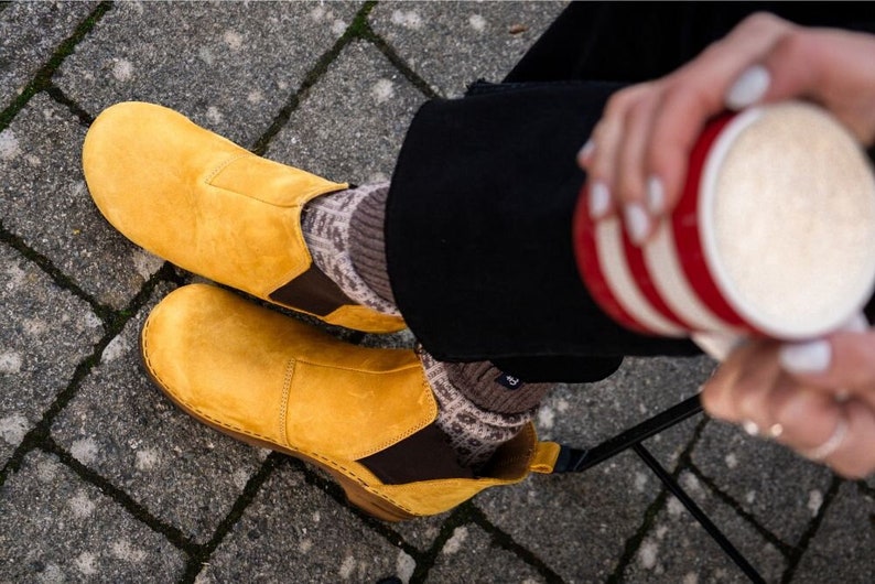 Lotta's Jo Womens Winter Boots Ankle Boots / Clog Boots in Mustard Soft Oil Leather by Lotta from Stockholm Wooden Clogs Boots image 1