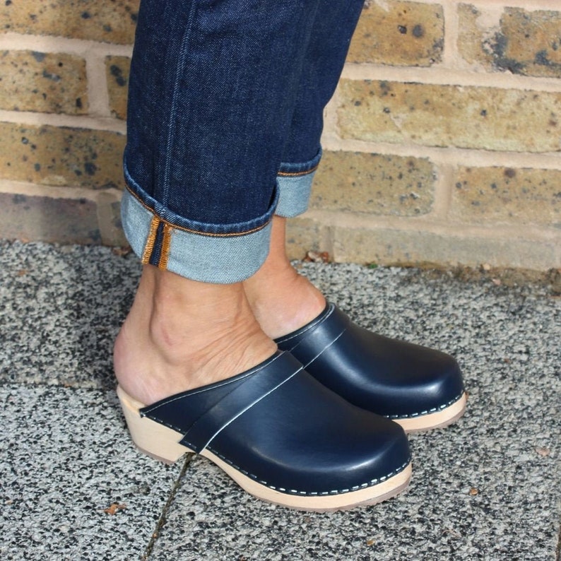 Swedish Clogs Sweden Classic Blue PU Leather by Lotta From - Etsy