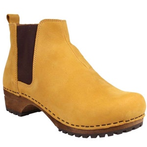 Lotta's Jo Womens Winter Boots Ankle Boots / Clog Boots in Mustard Soft Oil Leather by Lotta from Stockholm Wooden Clogs Boots image 8