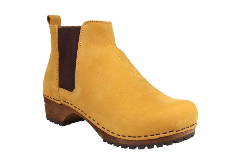 Lotta's Jo Womens Winter Boots Ankle Boots / Clog Boots in Mustard Soft Oil Leather by Lotta from Stockholm Wooden Clogs Boots image 8