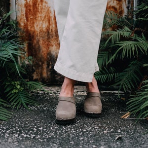 Swedish Clogs High Heel Classic Taupe Oiled Nubuck Leather by Lotta ...