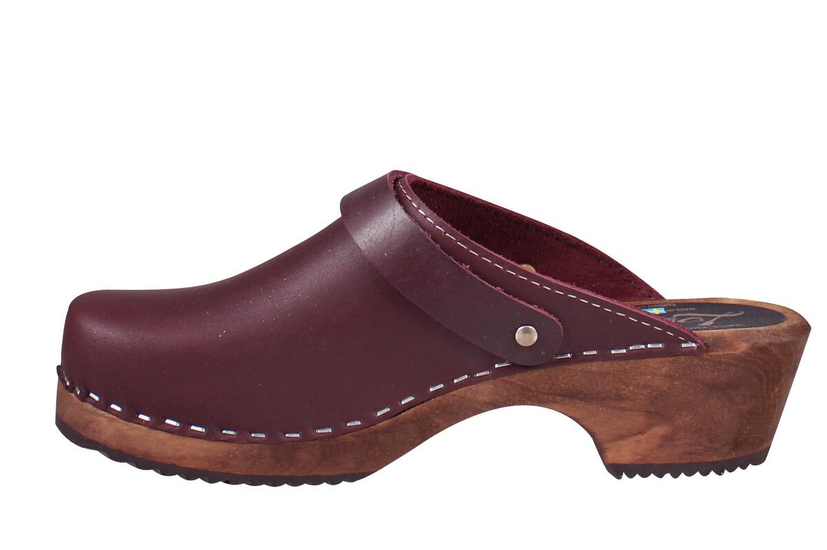 Swedish Clogs Classic Aubergine Leather With Strap by Lotta - Etsy UK