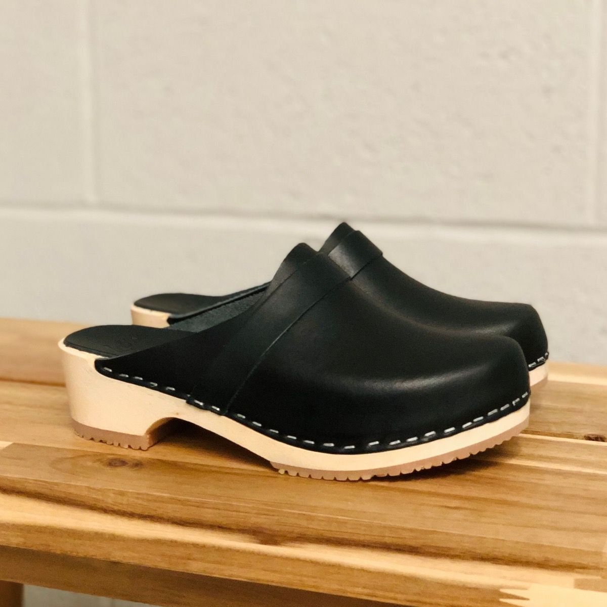 Swedish Clogs Sweden Elsa Classic Black Leather by Lotta From - Etsy