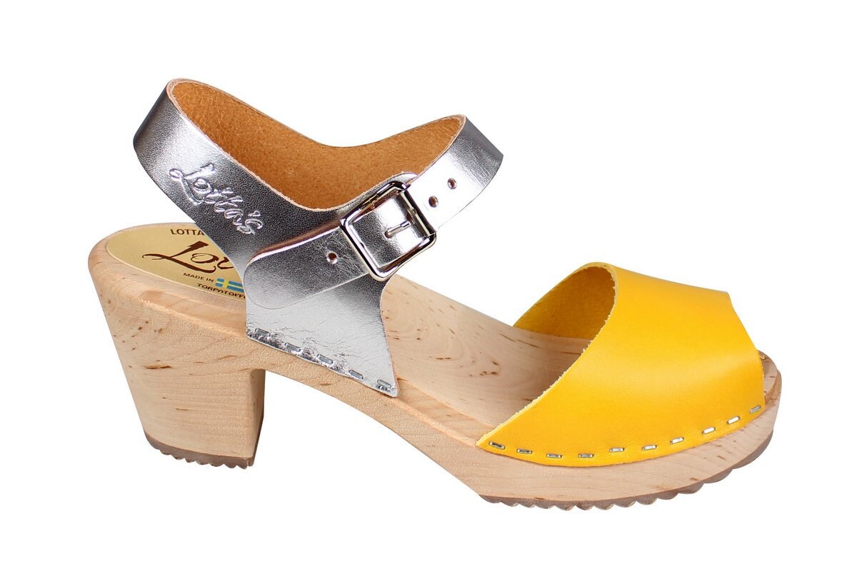 yellow clog heels