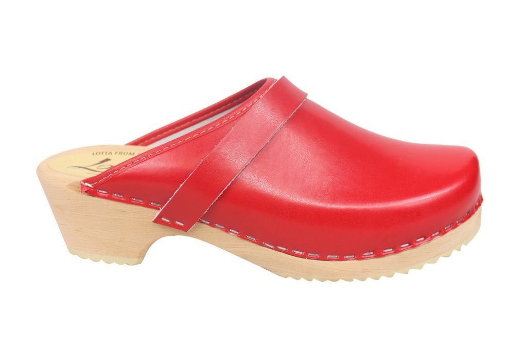 Swedish Clogs Sweden Classic Red PU Leather by Lotta From - Etsy