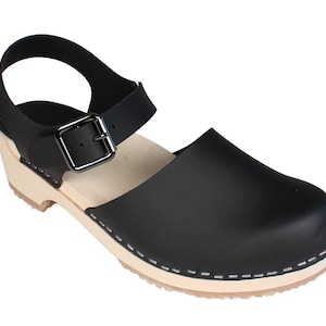 VEGAN Shoes Swedish Clogs by Lotta from Stockholm Scandinavian Wooden Clogs Low Heel Mary Jane Shoes Vegan Sandals