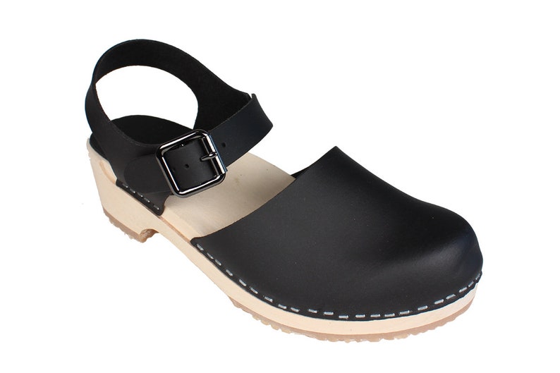 VEGAN Shoes Swedish Clogs by Lotta from Stockholm Scandinavian Wooden Clogs Low Heel Mary Jane Shoes Vegan Sandals