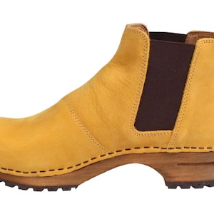 Lotta's Jo Womens Winter Boots Ankle Boots / Clog Boots in Mustard Soft Oil Leather by Lotta from Stockholm Wooden Clogs Boots image 9