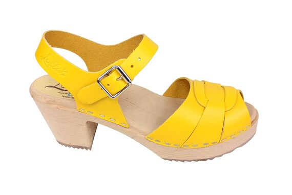 yellow swedish clogs