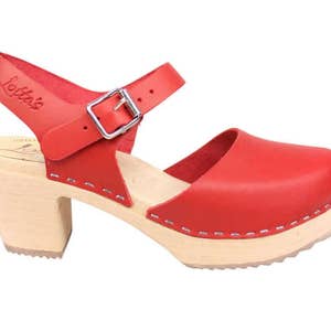 Swedish Clogs Highwood Red Leather by Lotta From Stockholm / Wooden ...