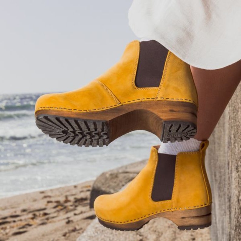 Lotta's Jo Womens Winter Boots Ankle Boots / Clog Boots in Mustard Soft Oil Leather by Lotta from Stockholm Wooden Clogs Boots image 6