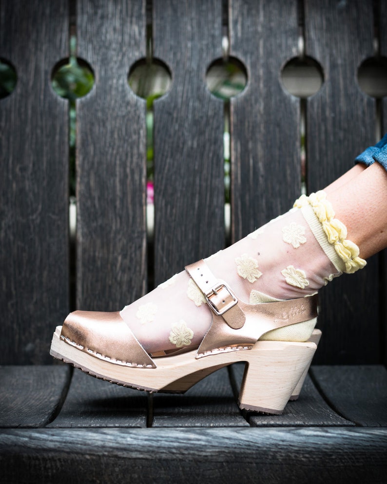 high heel wooden clogs