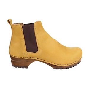 Lotta's Jo Womens Winter Boots Ankle Boots / Clog Boots in Mustard Soft Oil Leather by Lotta from Stockholm Wooden Clogs Boots image 4