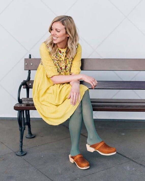 Swedish Clogs Womens Mules Classic Brown Oiled Nubuck Leather by