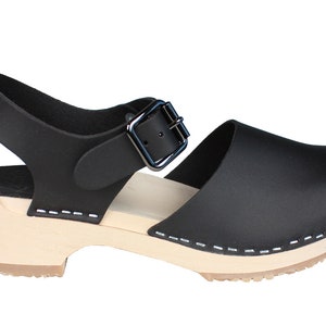 VEGAN Shoes Swedish Clogs by Lotta from Stockholm Scandinavian Wooden Clogs Low Heel Mary Jane Shoes Vegan Sandals