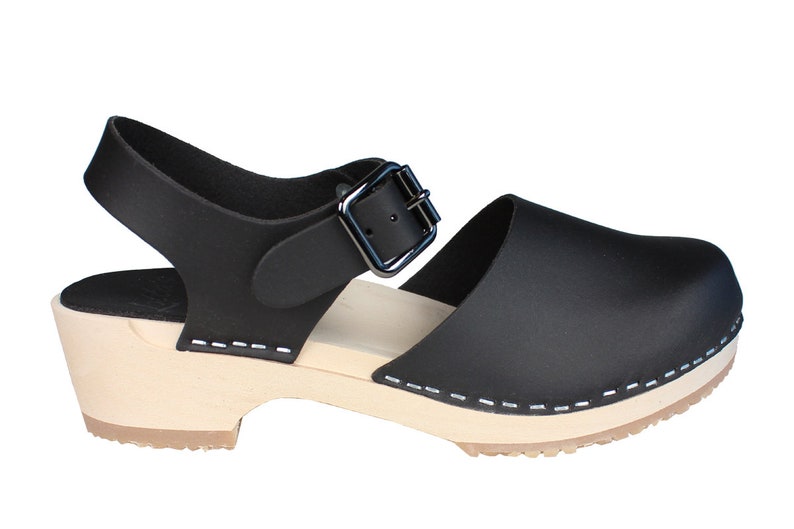 VEGAN Shoes Swedish Clogs by Lotta from Stockholm Scandinavian Wooden Clogs Low Heel Mary Jane Shoes Vegan Sandals