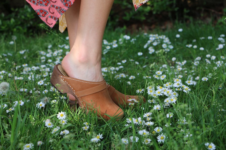 Womens Brown Clogs Wooden clogs for women Swedish Clogs by Lotta from Stockholm Scandinavian Wooden Clogs Mules Low Heel Made in Sweden