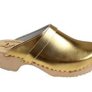 Swedish Clogs Sweden Classic Gold Leathe by Lotta From - Etsy