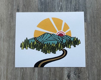 Roadtripping - minimalist art, mountain, roadtrip, high alpine