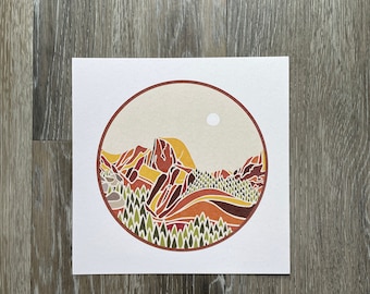 Half Dome - yosemite national park mountain minimalist art california