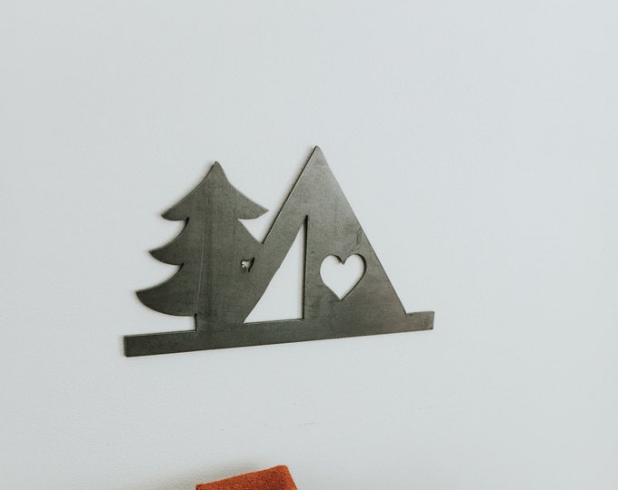 Tent and Tree Camping Sign Wall Decor