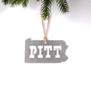 Pennsylvania &quot;PITT&quot; Ornament: University of Pittsburgh Ornament Vintage Font H2P Pitt University Cathedral of Learning Alumni Gift