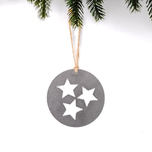 Tennessee Tri Star Steel Ornament- Tennessee State Flag Ornament for TN Locals and Nashville Residents Music City
