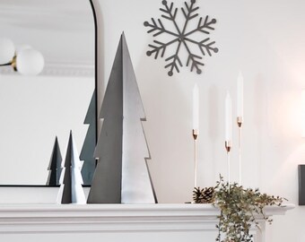 Letrero decorativo de pared de acero con copos de nieve, n.° 1