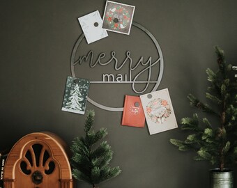 Merry Mail Christmas Card Display - Script Font