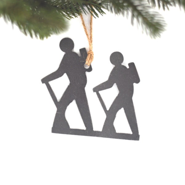 Hikers Ornament: Hiking Trip Memory Outdoor Adventure Mountain View Camping Vacation Ornament Hike in Pairs Trail Hike Mountain Walk