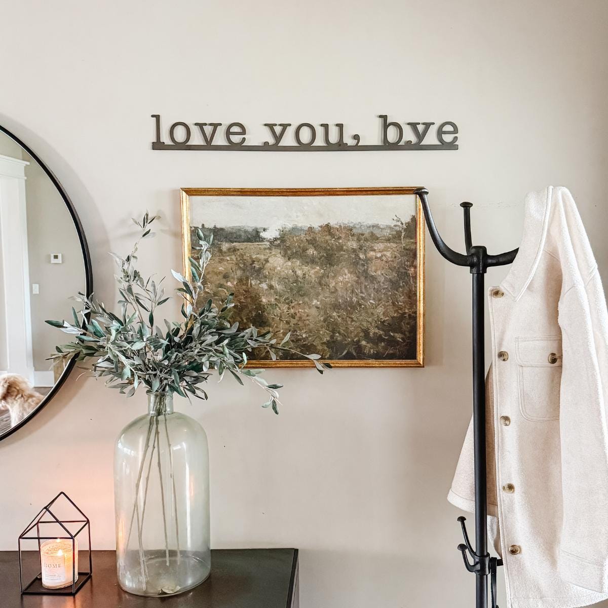 Love You Bye Wood Sign - Boho Wall Decor For Home, Entryway, Living Room, 21.6 Inches, Black