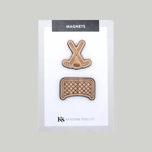 Hockey Magnet Pack of 2: Gift for Hockey Players Team Present Hockey Net Hockey Stick Ice Hockey Puck
