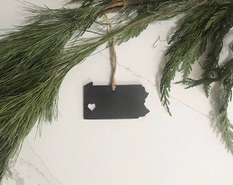 Rustic Pennsylvania Steel Christmas Tree Ornament, Stocking Stuffer, Holiday Gift, Rustic Decor