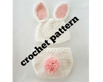 PATTERN crochet bunny outfit pattern, 0-3 months bunny outfit pattern, Easter pattern, crochet Easter pattern, newborn bunny