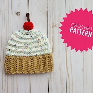 Crochet newborn cupcake hat pattern