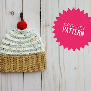 Crochet newborn cupcake hat pattern