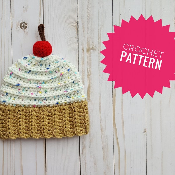 Crochet newborn cupcake hat pattern